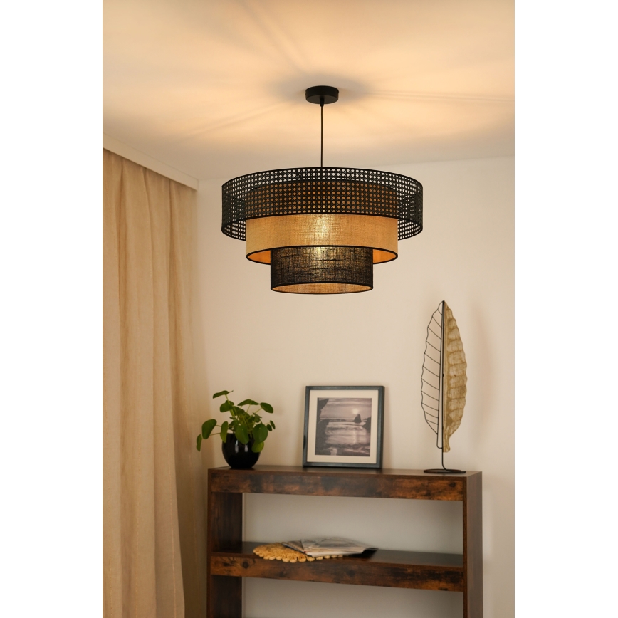 Brilagi - Hanglamp aan een koord DAKOTA LUNETA 1xE27/15W/230V diameter 60 cm zwart/beige