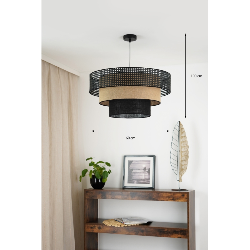 Brilagi - Hanglamp aan een koord DAKOTA LUNETA 1xE27/15W/230V diameter 60 cm zwart/beige