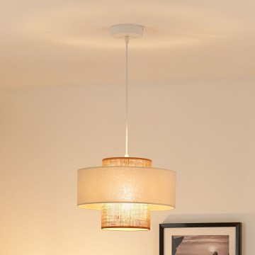 Brilagi - Hanglamp aan een koord DALLAS 1xE27/15W/230V diameter 30 cm bruin/crème/wit