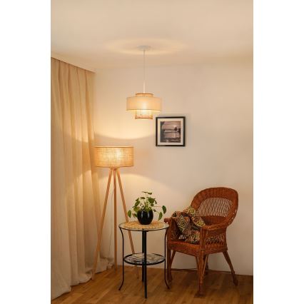 Brilagi - Hanglamp aan een koord DALLAS 1xE27/15W/230V diameter 30 cm bruin/crème/wit