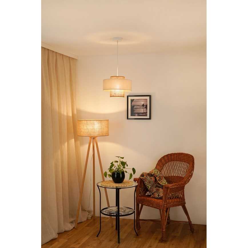 Brilagi - Hanglamp aan een koord DALLAS 1xE27/15W/230V diameter 30 cm bruin/crème/wit