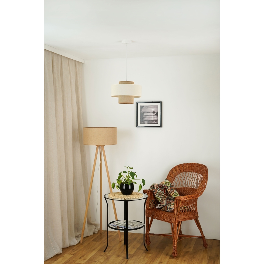 Brilagi - Hanglamp aan een koord DALLAS 1xE27/15W/230V diameter 30 cm bruin/crème/wit