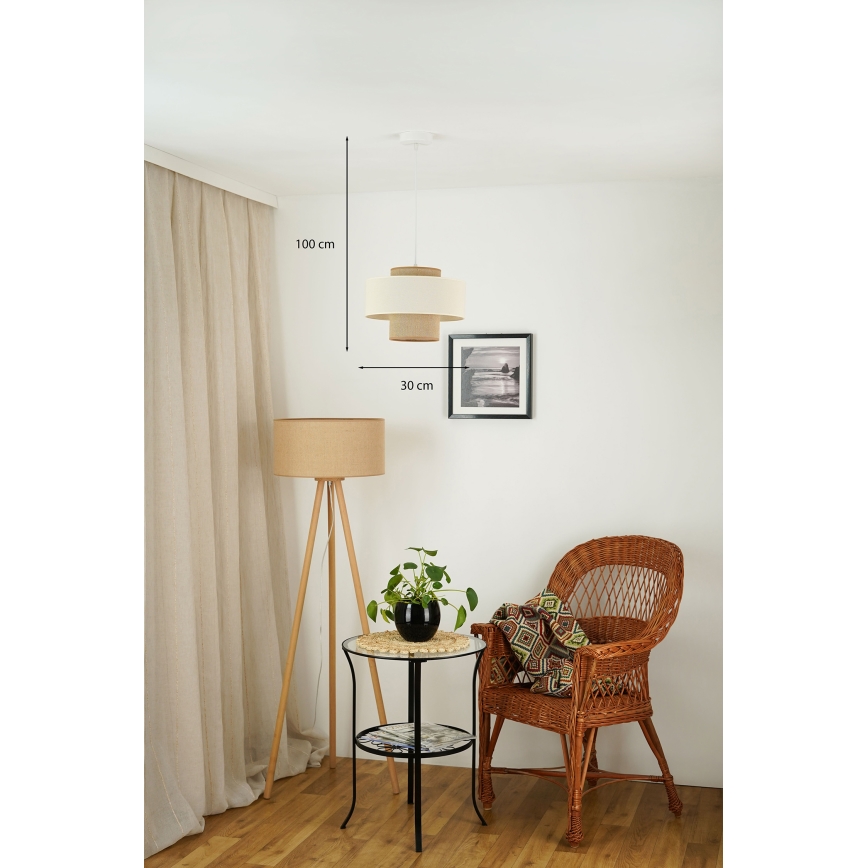 Brilagi - Hanglamp aan een koord DALLAS 1xE27/15W/230V diameter 30 cm bruin/crème/wit