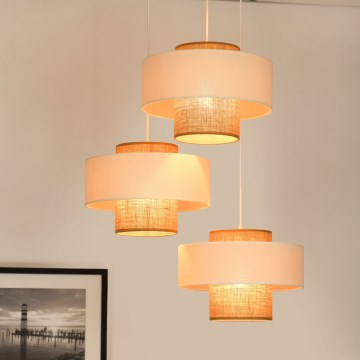 Brilagi - Hanglamp aan een koord DALLAS 3xE27/15W/230V bruin/crème/wit