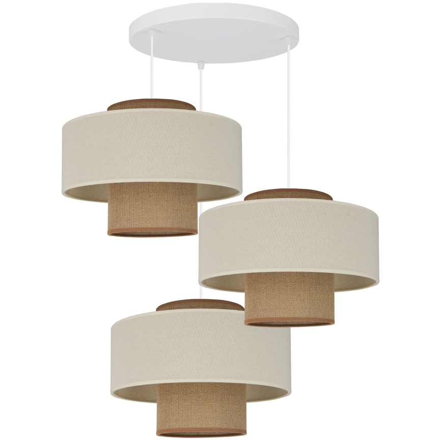 Brilagi - Hanglamp aan een koord DALLAS 3xE27/15W/230V bruin/crème/wit
