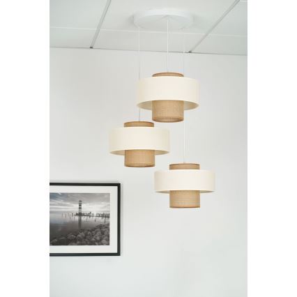 Brilagi - Hanglamp aan een koord DALLAS 3xE27/15W/230V bruin/crème/wit