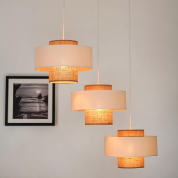 Brilagi - Hanglamp aan een koord DALLAS 3xE27/15W/230V bruin/crème/wit