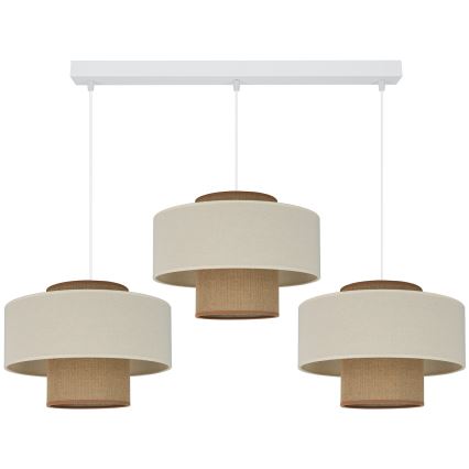 Brilagi - Hanglamp aan een koord DALLAS 3xE27/15W/230V bruin/crème/wit