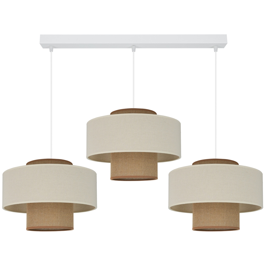 Brilagi - Hanglamp aan een koord DALLAS 3xE27/15W/230V bruin/crème/wit