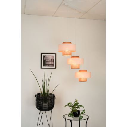 Brilagi - Hanglamp aan een koord DALLAS 3xE27/15W/230V bruin/crème/wit