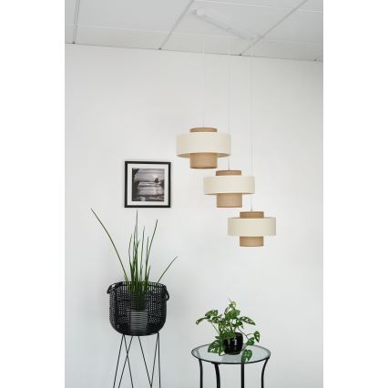 Brilagi - Hanglamp aan een koord DALLAS 3xE27/15W/230V bruin/crème/wit