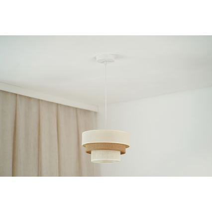 Brilagi - Hanglamp aan een koord DENVER LUNETA 1xE27/15W/230V diameter 25 cm beige/bruin/crème