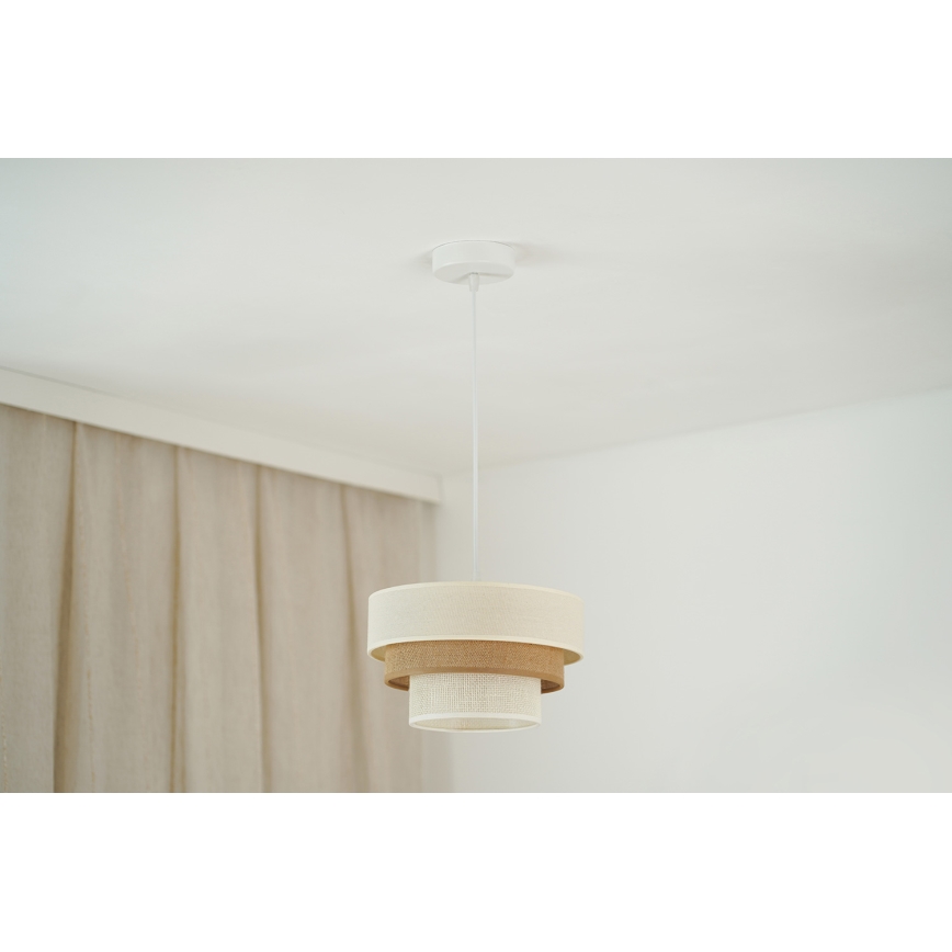 Brilagi - Hanglamp aan een koord DENVER LUNETA 1xE27/15W/230V diameter 25 cm beige/bruin/crème