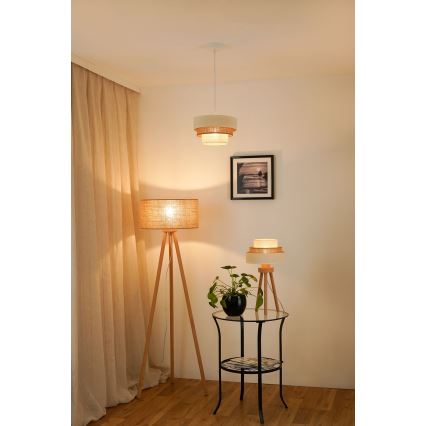 Brilagi - Hanglamp aan een koord DENVER LUNETA 1xE27/15W/230V diameter 25 cm beige/bruin/crème