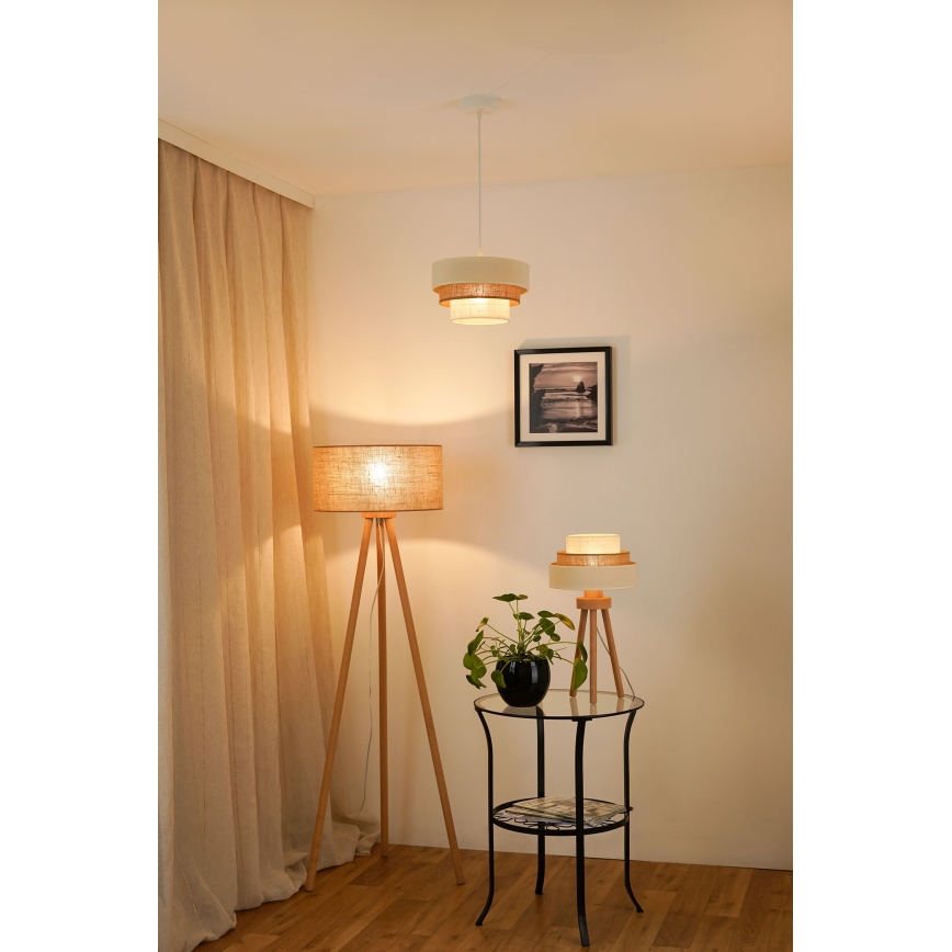 Brilagi - Hanglamp aan een koord DENVER LUNETA 1xE27/15W/230V diameter 25 cm beige/bruin/crème