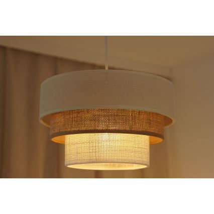 Brilagi - Hanglamp aan een koord DENVER LUNETA 1xE27/15W/230V diameter 25 cm beige/bruin/crème