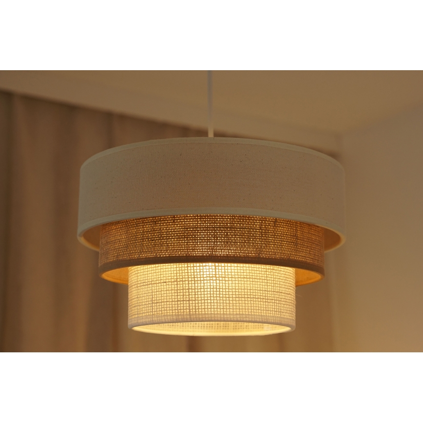 Brilagi - Hanglamp aan een koord DENVER LUNETA 1xE27/15W/230V diameter 25 cm beige/bruin/crème