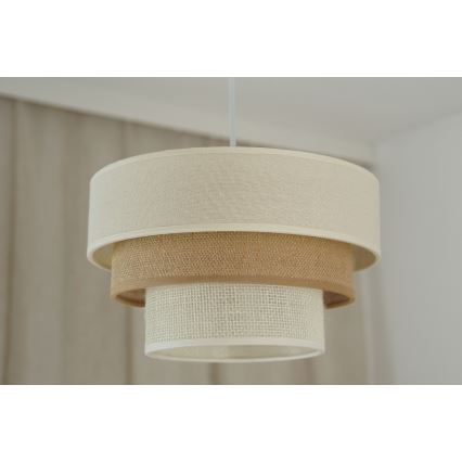 Brilagi - Hanglamp aan een koord DENVER LUNETA 1xE27/15W/230V diameter 25 cm beige/bruin/crème