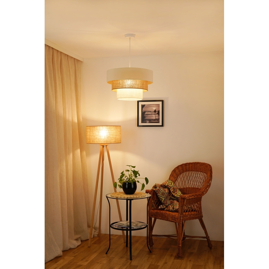 Brilagi - Hanglamp aan een koord DENVER LUNETA 1xE27/15W/230V diameter 45 cm beige/bruin/crème