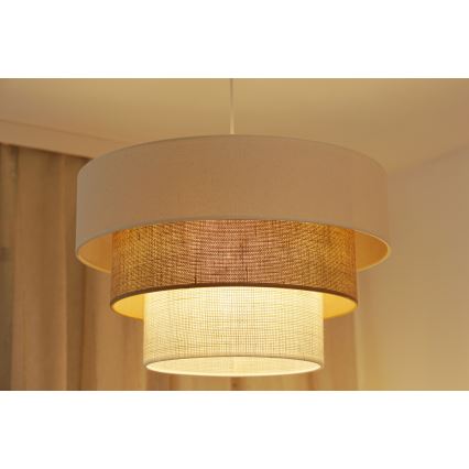Brilagi - Hanglamp aan een koord DENVER LUNETA 1xE27/15W/230V diameter 45 cm beige/bruin/crème