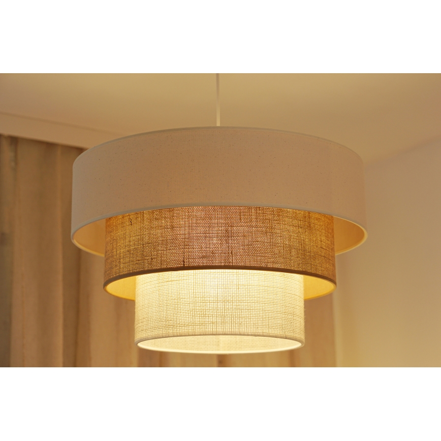 Brilagi - Hanglamp aan een koord DENVER LUNETA 1xE27/15W/230V diameter 45 cm beige/bruin/crème