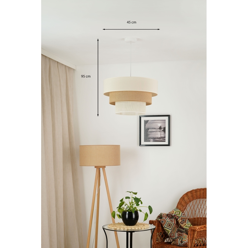 Brilagi - Hanglamp aan een koord DENVER LUNETA 1xE27/15W/230V diameter 45 cm beige/bruin/crème