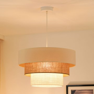 Brilagi - Hanglamp aan een koord DENVER LUNETA 1xE27/15W/230V diameter 45 cm beige/bruin/crème