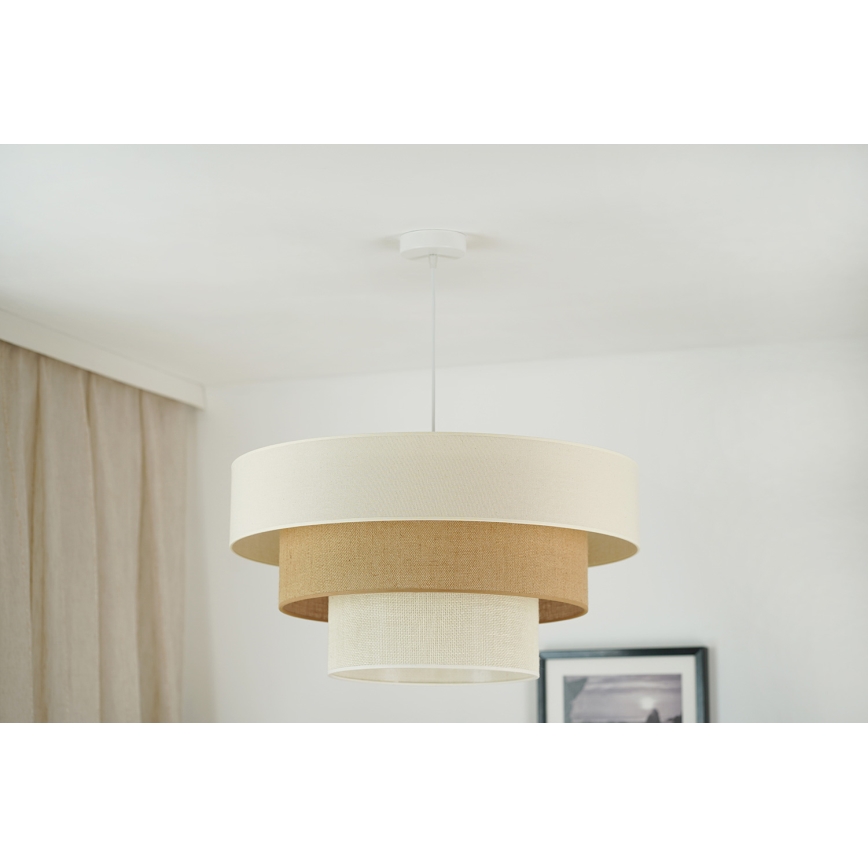 Brilagi - Hanglamp aan een koord DENVER LUNETA 1xE27/15W/230V diameter 60 cm beige/bruin/crème