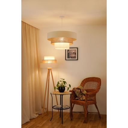 Brilagi - Hanglamp aan een koord DENVER LUNETA 1xE27/15W/230V diameter 60 cm beige/bruin/crème