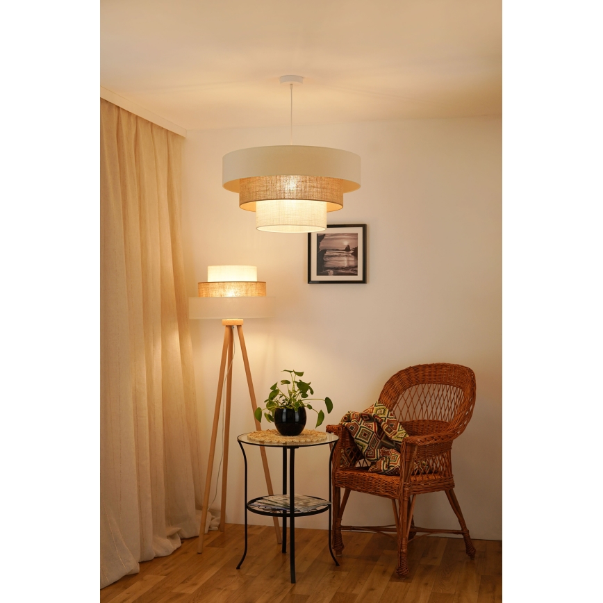 Brilagi - Hanglamp aan een koord DENVER LUNETA 1xE27/15W/230V diameter 60 cm beige/bruin/crème