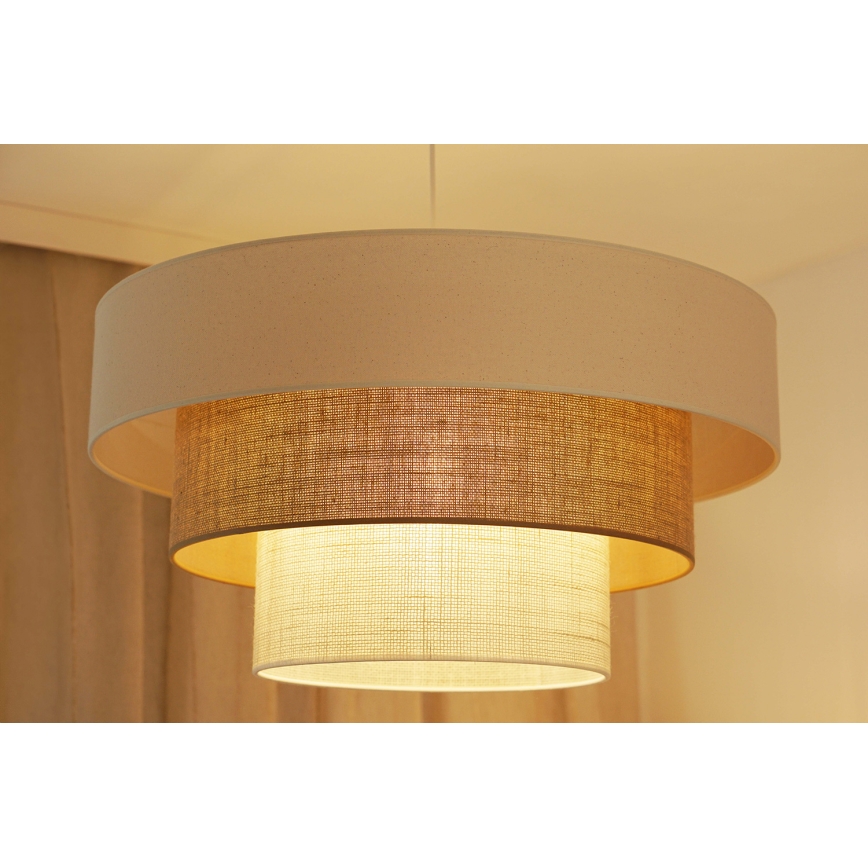 Brilagi - Hanglamp aan een koord DENVER LUNETA 1xE27/15W/230V diameter 60 cm beige/bruin/crème