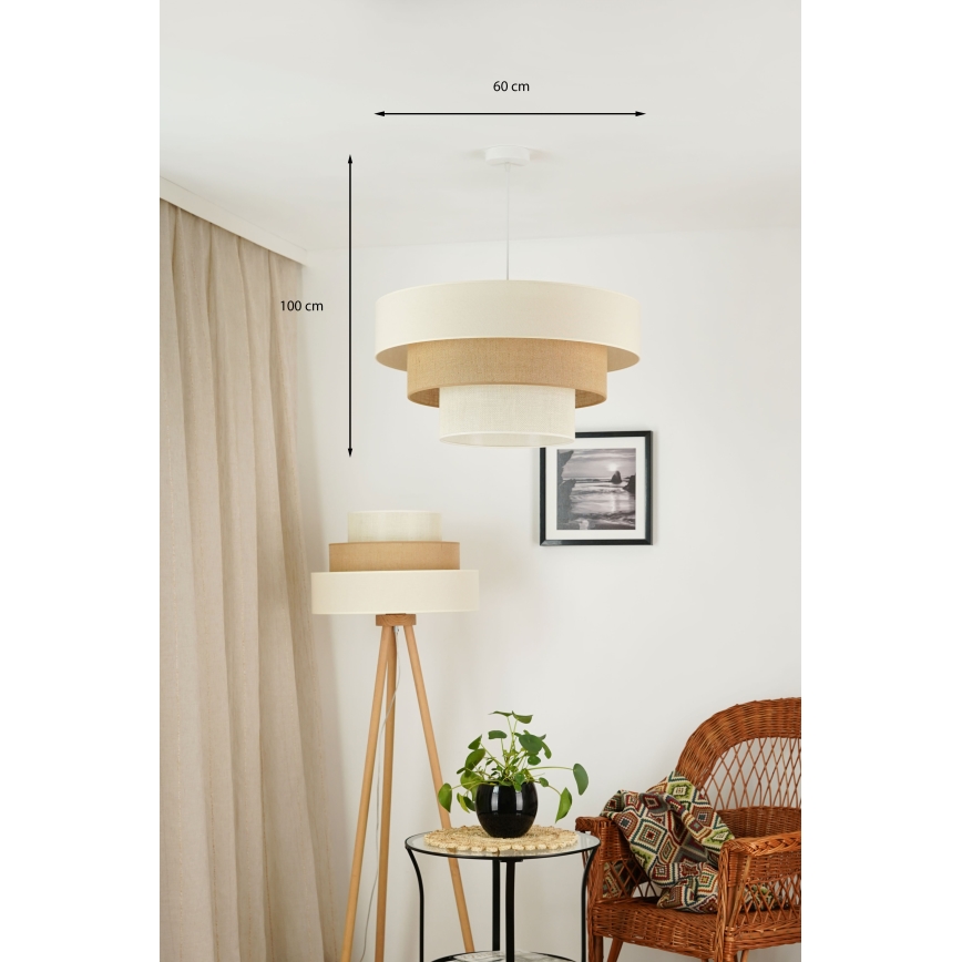 Brilagi - Hanglamp aan een koord DENVER LUNETA 1xE27/15W/230V diameter 60 cm beige/bruin/crème