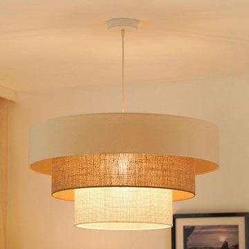 Brilagi - Hanglamp aan een koord DENVER LUNETA 1xE27/15W/230V diameter 60 cm beige/bruin/crème