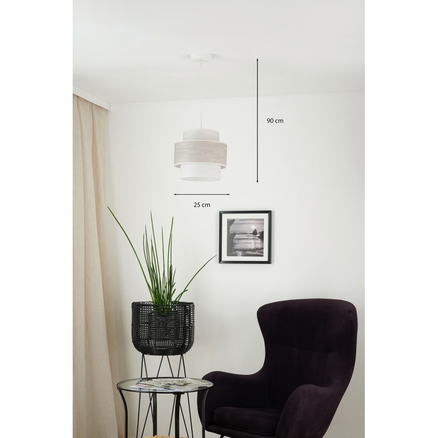 Brilagi - Hanglamp aan een koord DOVER SPACE 1xE27/15W/230V diameter 25 cm grijs/crème