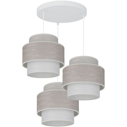 Brilagi - Hanglamp aan een koord DOVER SPACE 3xE27/15W/230V grijs/crème