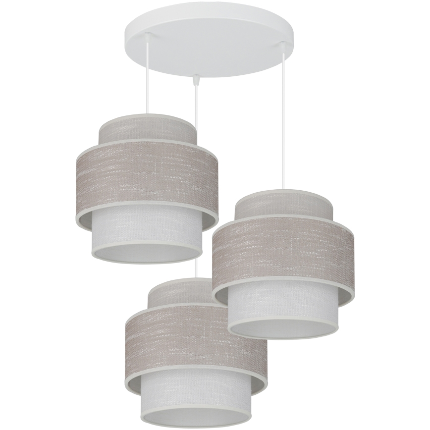 Brilagi - Hanglamp aan een koord DOVER SPACE 3xE27/15W/230V grijs/crème