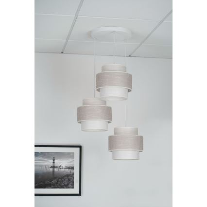 Brilagi - Hanglamp aan een koord DOVER SPACE 3xE27/15W/230V grijs/crème
