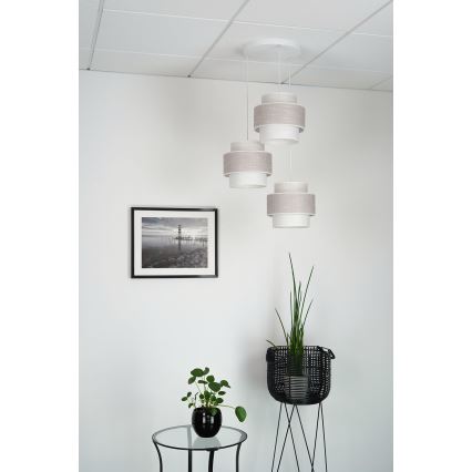 Brilagi - Hanglamp aan een koord DOVER SPACE 3xE27/15W/230V grijs/crème