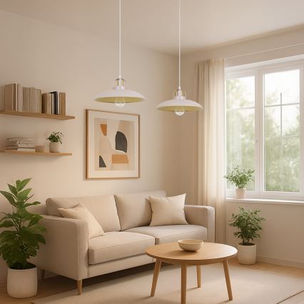 Brilagi - Hanglamp aan een koord FLAMENGO 2xE27/60W/230V beige