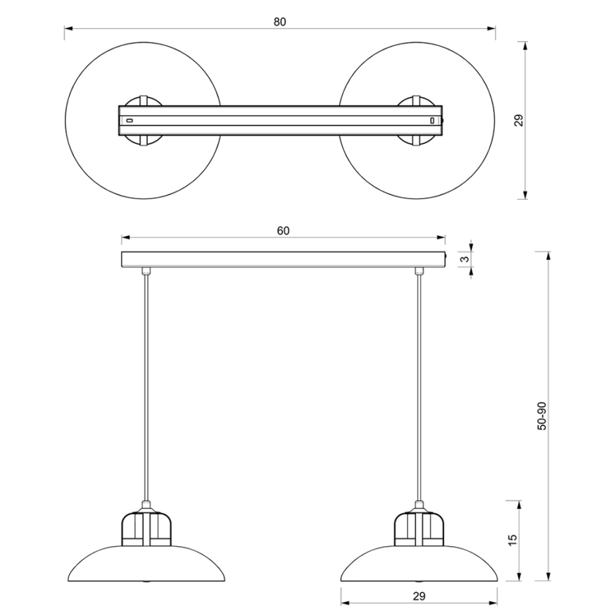 Brilagi - Hanglamp aan een koord FLAMENGO 2xE27/60W/230V wit