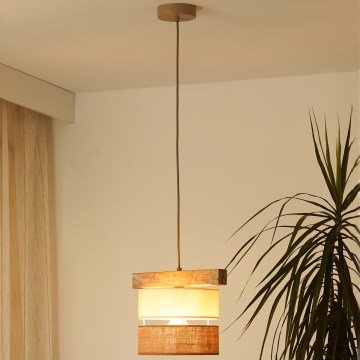 Brilagi - Hanglamp aan een koord FOREST 1xE27/15W/230V grenen/beige/crème