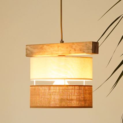 Brilagi - Hanglamp aan een koord FOREST 1xE27/15W/230V grenen/beige/crème