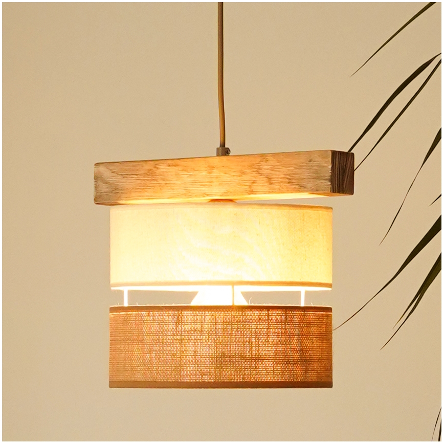 Brilagi - Hanglamp aan een koord FOREST 1xE27/15W/230V grenen/beige/crème