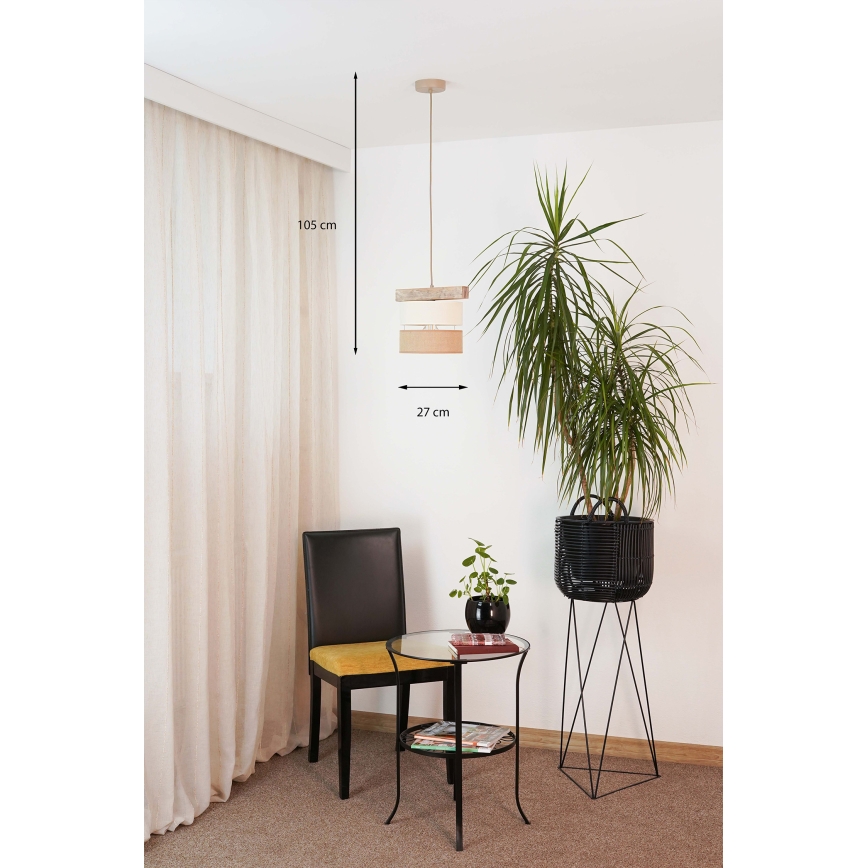 Brilagi - Hanglamp aan een koord FOREST 1xE27/15W/230V grenen/beige/crème