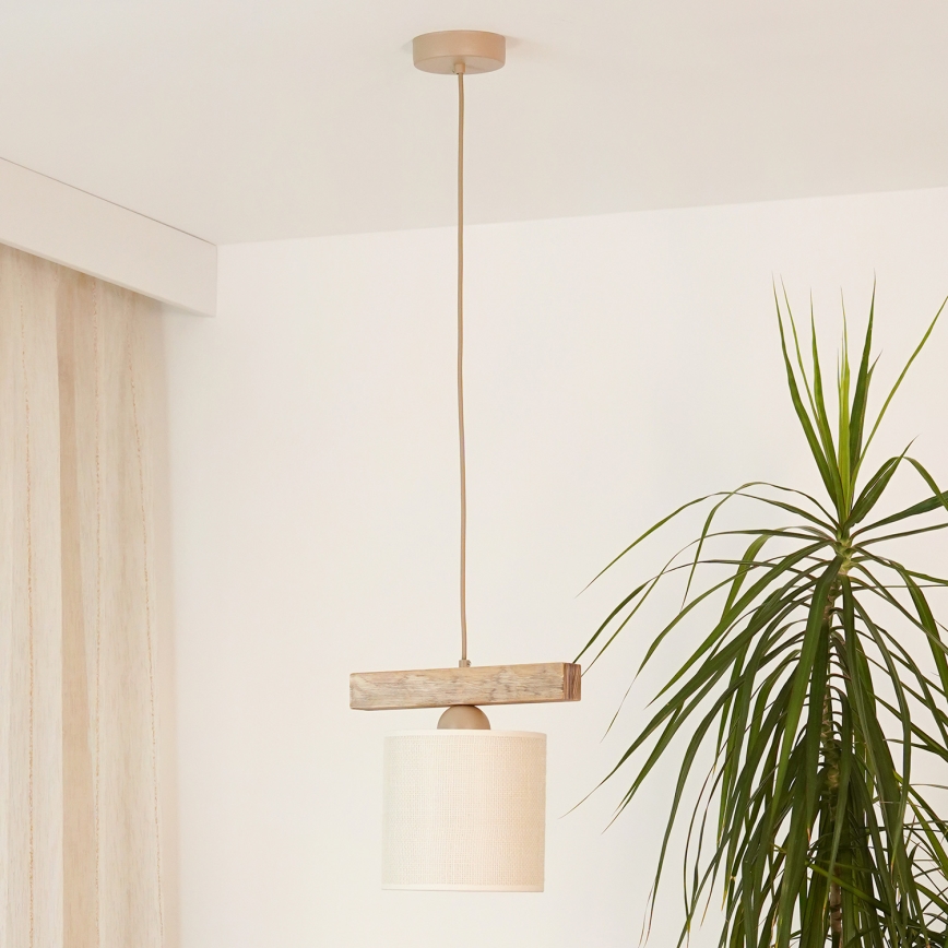 Brilagi - Hanglamp aan een koord FOREST 1xE27/15W/230V grenen/bruin/crème