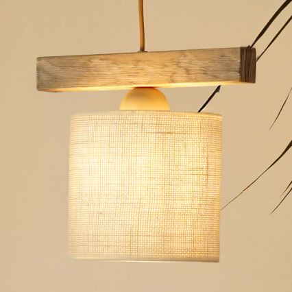 Brilagi - Hanglamp aan een koord FOREST 1xE27/15W/230V grenen/bruin/crème
