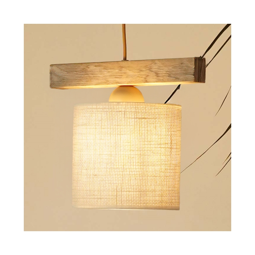 Brilagi - Hanglamp aan een koord FOREST 1xE27/15W/230V grenen/bruin/crème