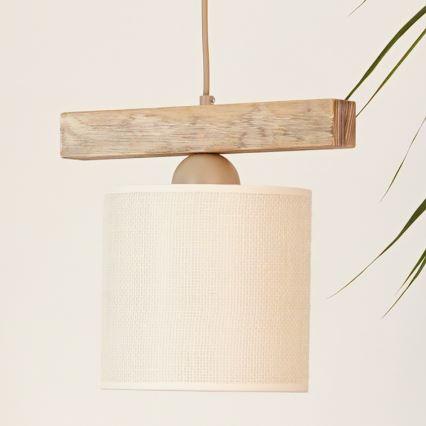 Brilagi - Hanglamp aan een koord FOREST 1xE27/15W/230V grenen/bruin/crème