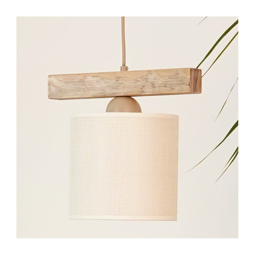 Brilagi - Hanglamp aan een koord FOREST 1xE27/15W/230V grenen/bruin/crème