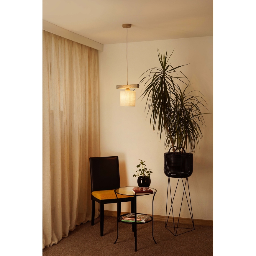 Brilagi - Hanglamp aan een koord FOREST 1xE27/15W/230V grenen/bruin/crème